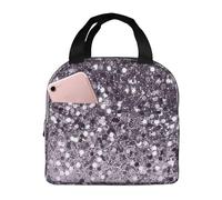YOFIEN Borsa termica per il pranzo, riutilizzabile e a prova di perdite, con decorazioni scintillanti, motivo: Lady Lavender scintillante.