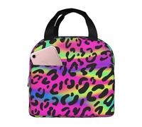 YOFIEN Borsa termica per il pranzo, riutilizzabile e a prova di perdite, con motivo geometrico luminoso al neon astratto