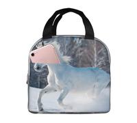 YOFIEN Borsa termica per il pranzo White Horse In Winter, riutilizzabile e a prova di perdite