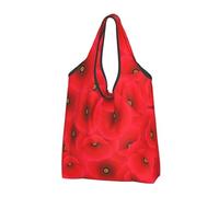 YOFIEN Borsa tote pieghevole con stampa di mais rosso e papavero, riutilizzabile e di grande capacità, ideale per la spesa.