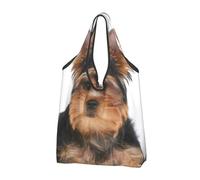 YOFIEN Borsa tote pieghevole con stampa Yorkshire Terrier, riutilizzabile e di grande capacità, ideale per lo shopping.
