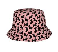 YOFIEN Cappello a Secchiello Rosa e Nero con Motivo Scottish Terrier per Uomo e Donna, Cappelli Estivi per Uomo e Donna