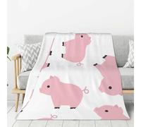 YOFIEN Coperta in flanella super morbida Pink Pig, spessa, comoda e accogliente, per divano, 80"x60"