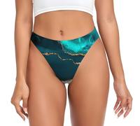 YOFIEN Intimo Perizoma da Donna Moderno ed Elegante, Color Verde Acqua e Oro, Agata su Bianco, Senza Cuciture, Mutandine Invisibili da Donna, Mutandine da Palestra