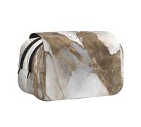 YOFIEN Liquid Marble - Astuccio portapenne perlato e oro, organizer portatile per cancelleria a doppio strato