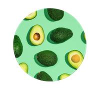 YOFIEN Tappetino per mouse rotondo da 8 e 8 pollici con bordo cucito, motivo: avocado verde fresco, fitness, esercizi