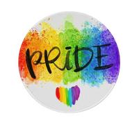 YOFIEN Tappetino per mouse rotondo da 8 e 8 pollici con bordo cucito, stile acquerello colorato, motivo LGBT Gay Pride, cuore arcobaleno