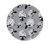 YOFIEN Tappetino per mouse rotondo da 8 e 8 pollici con motivo a pecorelle divertenti e bordi cuciti