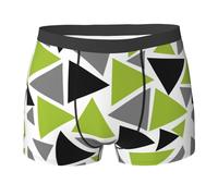 YOFIEN Triangoli Casuali Verde Lime Grigio Nero su Bianco, Slip Boxer da Uomo Comodi e Morbidi Elasticizzati per Uomo