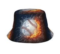 YOFIEN Un'immagine di Una Palla da Baseball nell'Acqua e nel Fuoco Cappello a Secchiello per Uomo e Donna, Cappelli Estivi per Uomo e Donna