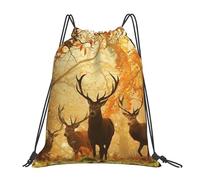 YOFIEN Zaino con coulisse Deers In The Woods, resistente all'acqua, per donne e uomini, con tracolla, per sport e palestra