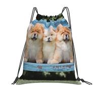 YOFIEN Zaino con coulisse e cordoncino per cani Chow-Chow, cinque cuccioli, resistente all'acqua, per donne e uomini, zaino sportivo da palestra
