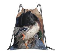 YOFIEN Zaino con coulisse e cordoncino, resistente all'acqua, per caccia alle anatre, Labrador, cane, cucciolo, nero, per donne e uomini, per sport e palestra