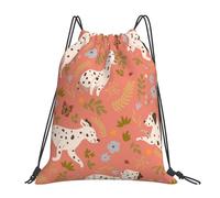 YOFIEN Zaino con coulisse e motivo Dalmata che gioca con l'acqua, resistente, per donne e uomini, con tracolla, per sport e palestra