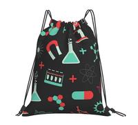 YOFIEN Zaino con coulisse e resistente all'acqua con motivi di chimica e scienza verdi, per donne e uomini, zaino sportivo da palestra