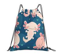 YOFIEN Zaino con coulisse e tracolla Axolotl Kawaii resistente all'acqua per donne e uomini, zaino sportivo da palestra