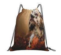 YOFIEN Zaino con coulisse e tracolla per cani e cuccioli di Setter inglese, autunno, resistente all'acqua, per donne e uomini, per sport e palestra
