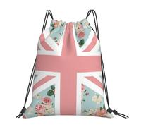 YOFIEN Zaino con coulisse impermeabile e bandiera Union Jack con rose inglesi, per donne e uomini, per sport e palestra