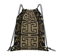 YOFIEN Zaino con coulisse in oro e argento con macchie grunge, stile greco, resistente all'acqua, per donne e uomini, per sport e palestra