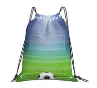 YOFIEN Zaino da calcio con coulisse, impermeabile, resistente, per palestra, sport, donne e uomini, con luci da stadio verdi