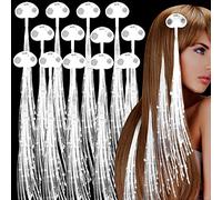 YOFOBU - 【Pinze per capelli con luce LED】Queste extension sono a forma di cuore, per un totale di 30 pezzi nella confezione, circa 80 fibre di fibra ottica tagliate in lunghezza