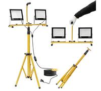 Yofuly 200W Faretto da Cantiere LED, 21,000 Lumen Luci da Lavoro con Treppiede Telescopico, Lampada da Lavoro con Cavo 3M, Impermeabile IP66 per Cantiere, Riparazione, Campeggio, costruzione