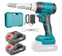 Yofuly Rivettatrice a Batteria Compatibile con Batterie Makita 18V, Pistola per Rivetti con 2* Batterie, 20.000N Brushless Elettrica Rivettatrice Automatica con 3 Adattatori
