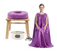 Yofuly Yoni - Vaporiera da donna, kit in legno a V Steam at Home con abito, cuscino e cristallo curativo, sedile in legno per odori femminili, equilibrio del pH, cura e pulizia post-partum