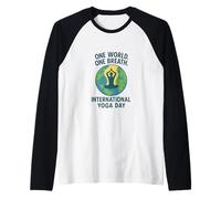 Yoga Around the World - International Yoga Day Design 21 Maggio Maglia con Maniche Raglan