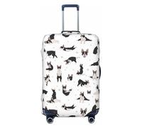 Yoga carino Boston Terrier divertente Travel Luggage Covers - Elasticità Valigie Coperture Protector per bagagli 45-81 cm, Nero , S