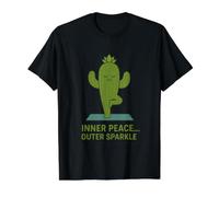 Yoga del Cactus con la Scintilla Esterna della Pace Maglietta con Stampa Grafica Economica