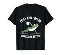 Yoga E caffè Rende La Vita Migliore Divertente Yoga Frog Maglietta