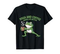 Yoga E caffè Rende La Vita Migliore Yoga Rana Divertente Maglietta