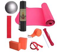 Yoga Kit, Exercise Mat with Yoga Blocks, Complete Fitness Set, Includes Latex Resistance Band and Stretching Strap, Compact Ideal for Women, Men, Home Workouts, Studio Training