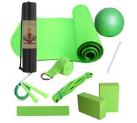 Yoga Kit - Non Slip Exercise Mat Thick Cushion, Lightweight Yoga Blocks Provide Stable Support Balance, Includes Latex Resistance Band Stretching Strap Improve Flexibility Strength Training For Home W