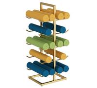 Yoga Mat Holder,5 Tier Standing Yoga Mat Holder, Floor Standing Foam Roller Rack with Hooks for Home Gyms And Office Workout Room, Double-Sided Yoga Mat Rack for Pilates Mat Workout Bands(G