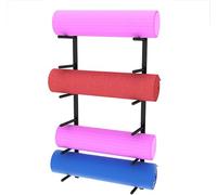 Yoga Mat Rack Montaggio A Parete Rulli Supporto Esercizio di Stimolazione Equipmen Organizer Hanging Yoga Strap Bande di Resistenza Catene Corde per Saltare Allenamento in Palestra, Black 6 Layers
