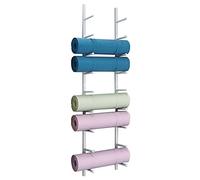 Yoga Mat Wall Storage Rack,Wall Mounted Yoga Mat Rack Storage Organizer, Large Capacity Metal Foam Roller/Exercise Mats Display Stand, Heavy Duty Gym Yoga Mat Holder(Black 6 Tier)