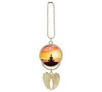 Yoga Meditazione Auto Appeso Ornamento Specchio Retrovisore Pendente Regali Fortunati Ornamento Appeso Divertente Ciondolo Auto per Ufficio Auto Decorazione Domestica Stile Dorato