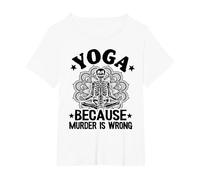 Yoga perché l'omicidio è Sbagliato Mandala Scheletro Facendo Yoga Maglietta, Donna Plus-Size, Bianco, 6X