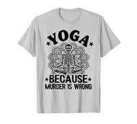 Yoga perché l'omicidio è Sbagliato Mandala Scheletro Facendo Yoga Maglietta, Uomo, Argento, L