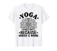 Yoga perché l'omicidio è Sbagliato Mandala Scheletro Facendo Yoga Maglietta, Uomo, Bianco, 3XL