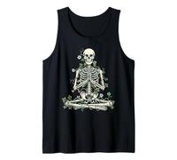 Yoga Skeleton Meditating Floral Vintage Halloween Canotta