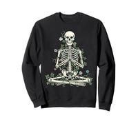 Yoga Skeleton Meditating Floral Vintage Halloween Felpa