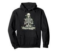 Yoga Skeleton Meditating Floral Vintage Halloween Felpa con Cappuccio