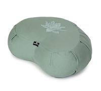 Yoga Studio Lotus Crescent Zafu - Pouf da meditazione con rivestimento in cotone, scafi di grano saraceno, maniglia per il trasporto, 42 x 13 x 18 cm, colore: verde salvia
