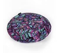 Yoga Studio YS/Round/Design/Cushion/PF, Cuscino Rotondo a Pieghe Zafu per Meditazione, Motivo: Foglia di Loto (Piume Viola) Unisex-Adulto, Standard