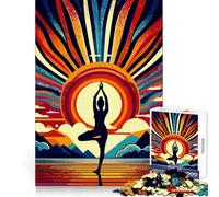 Yoga Tramonto Pop Art Puzzle da 1000 pezzi per adolescenti Sviluppo cerebrale Rilassamento Facile Pulizia Unire Caldo Regalo di Natale (50x75cm)