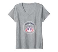 Yoga Vibes: Zen Lotus Meditation Logo per Il Benessere Maglietta con Collo a V, Donna, Grigio Melange, S