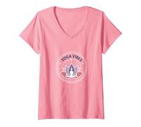 Yoga Vibes: Zen Lotus Meditation Logo per Il Benessere Maglietta con Collo a V, Donna, Rosa, L